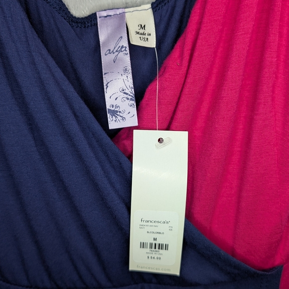 NWT Francesca's Alya Pink and Blue Color-Block Maxi Dress - Picture 3 of 5